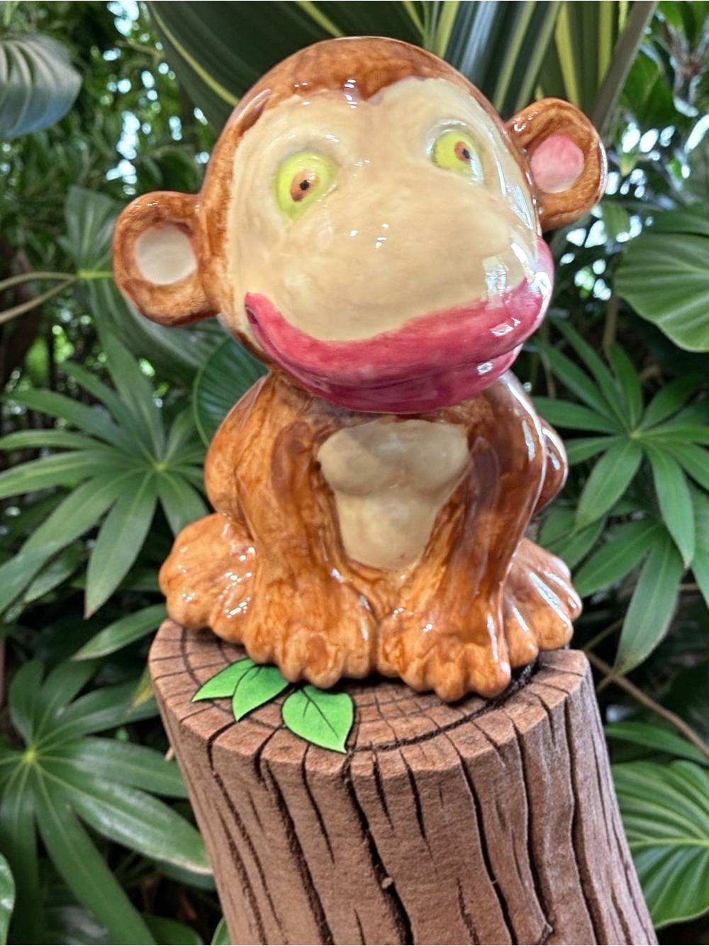 Ceramic Monkey Bank With Green Eyes